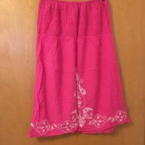 Pink with white detail scrunchy swim coverup